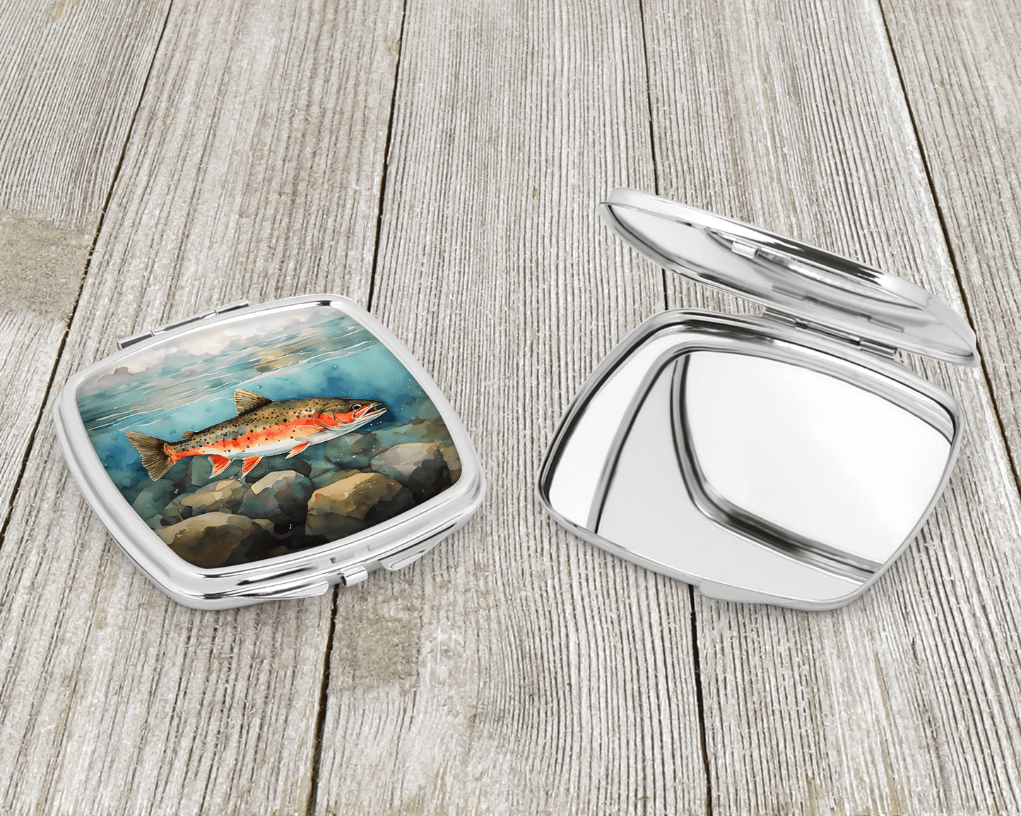 Brook Trout Elegance Square Compact Mirror