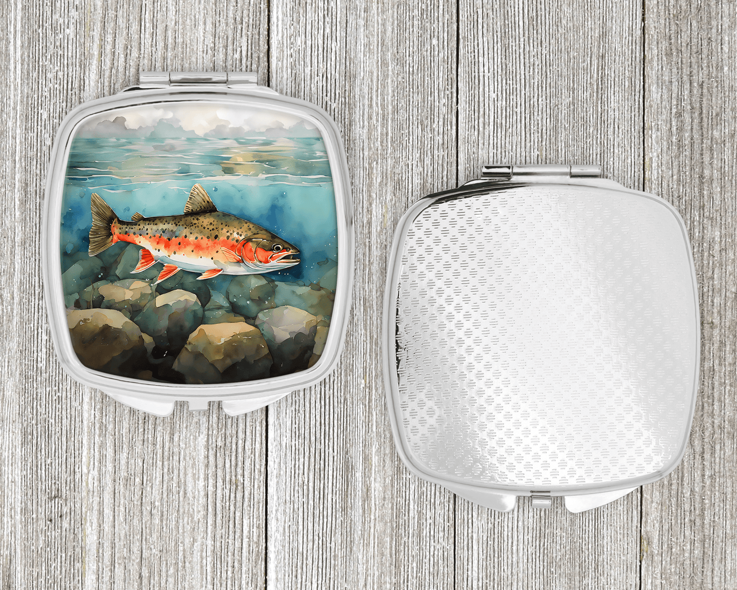 Brook Trout Elegance Square Compact Mirror