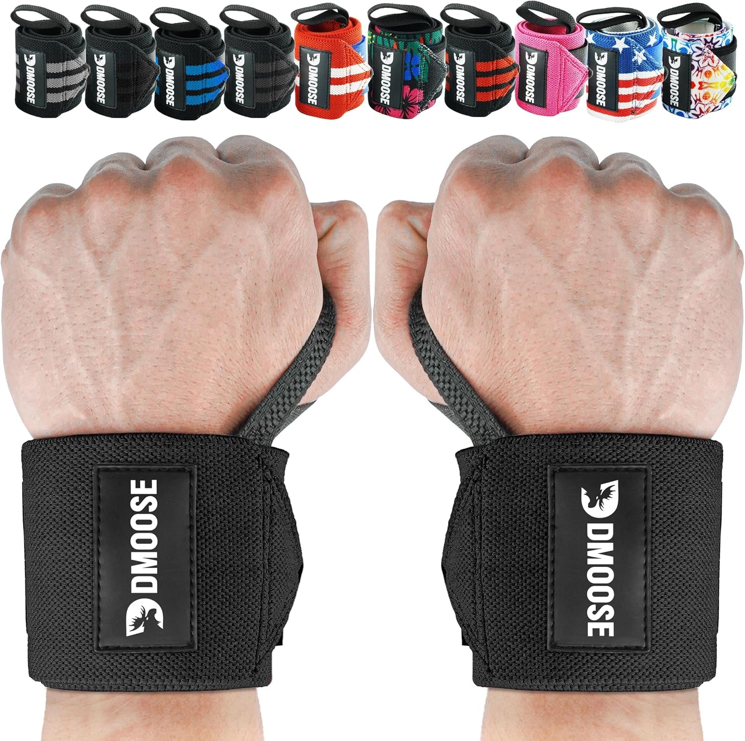 Wrist Wraps for Weightlifting - IPL Approved Premium Lifting Straps with Thumb Loops for Powerlifting, Bodybuilding & Weight Lifting, Compression Gym Wrist Support for Working Out