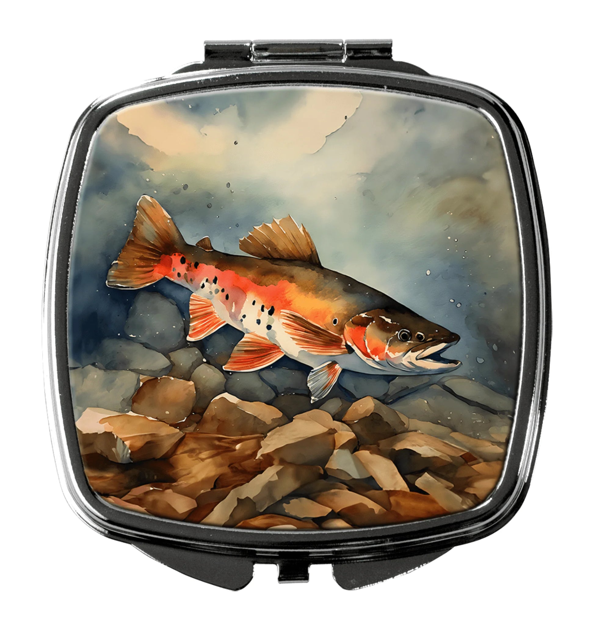 Brook Trout Elegance Square Compact Mirror