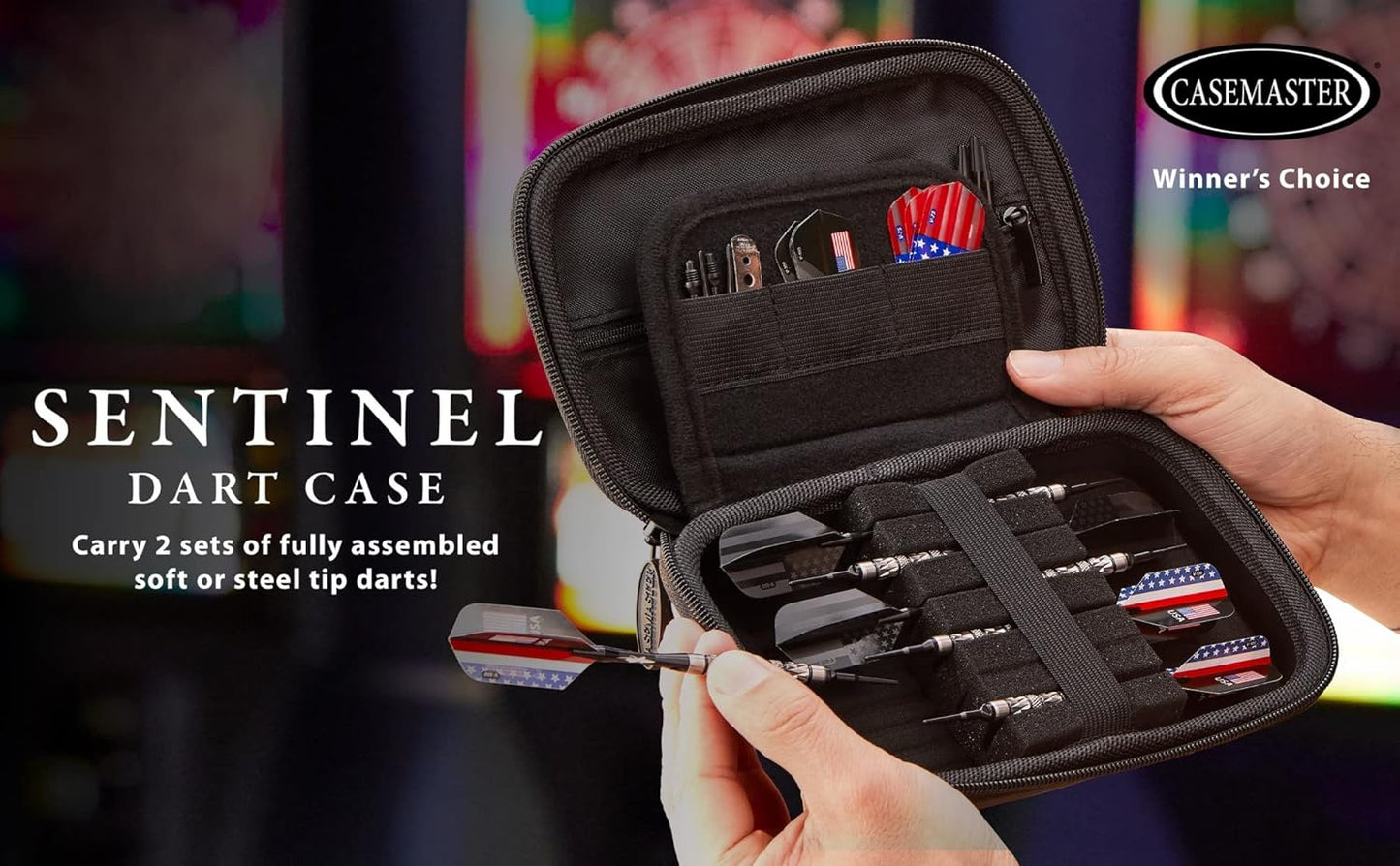 Sentinel EVA Foam Shell Dart Case, Holds 6 Darts and Extra Accessories, Tips, Shafts and Flights, Compatible with Steel Tip and Soft Tip Darts